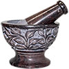 Soapstone Mortar & Pestle  Carved Leaves Natural (