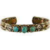 Tibetan Brasser Bracelet with 3 Turquoises  Copper