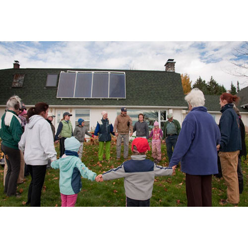 Gathering for our eco-activity on 10-10-10. Members of our community, neighbors and friends and Kheops employees were present
