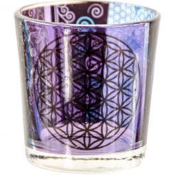 Printed Glass Votive Holder - Flower of Life (Each)