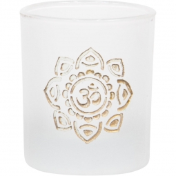 Etched Glass Votive Holder - Om Flower (Each)