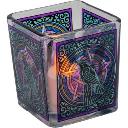 Handcrafted Glass Square Votive Holder - Raven (Each)