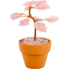 Gemstone Bonsai Tree In Terracotta Pot - Rose Quartz (Each)