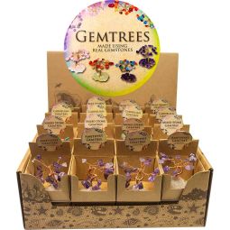 Gemstone Bonsai Trees on Clear Quartz Base (Display of 32)