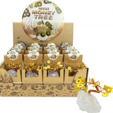 Mini Money Tree on Natural Gemstone Base Asst'd (Display of 32)