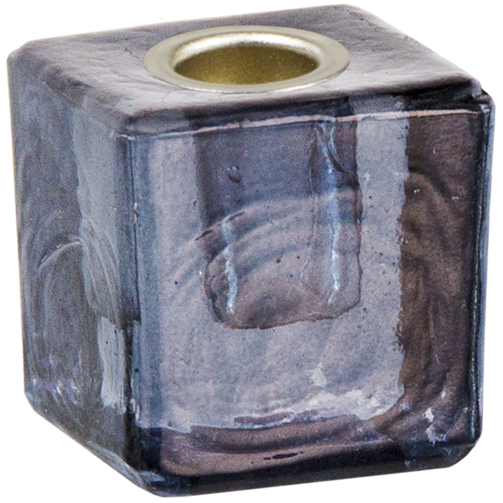 Mini Glass CANDLE Holder Cube Black (Each)