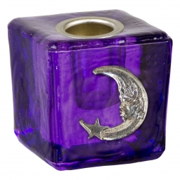Mini Glass Candle Holder Moon Goddess Purple (Each)