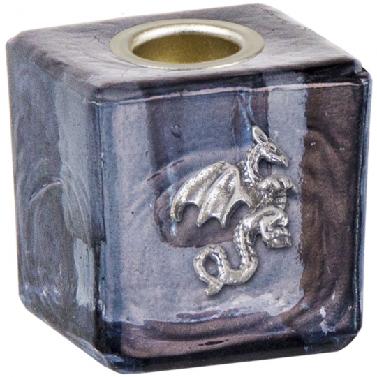 Mini Glass Candle Holder Dragon Black (Each)