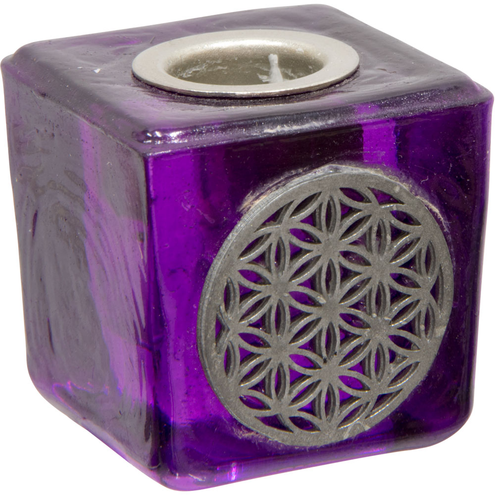 Mini Glass Candle Holder - FLOWER of Life (Each)