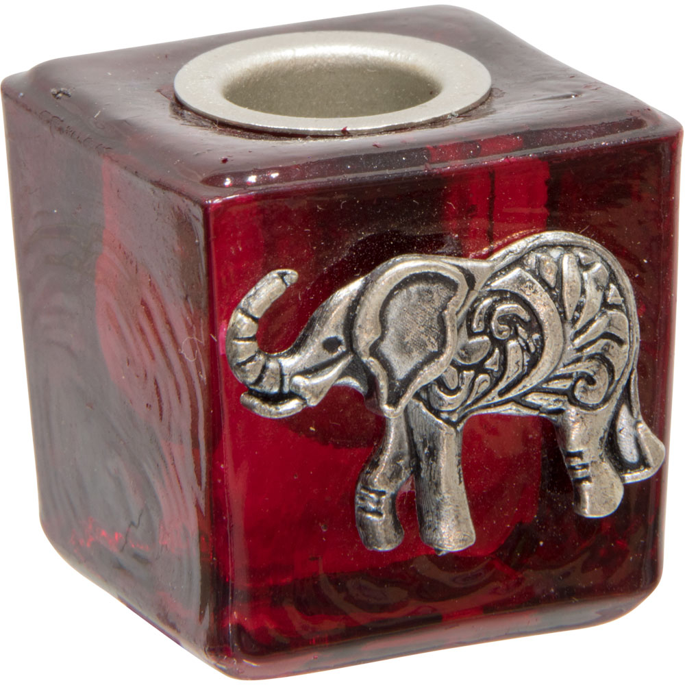 Mini Glass CANDLE HOLDER - Elephant (Each)