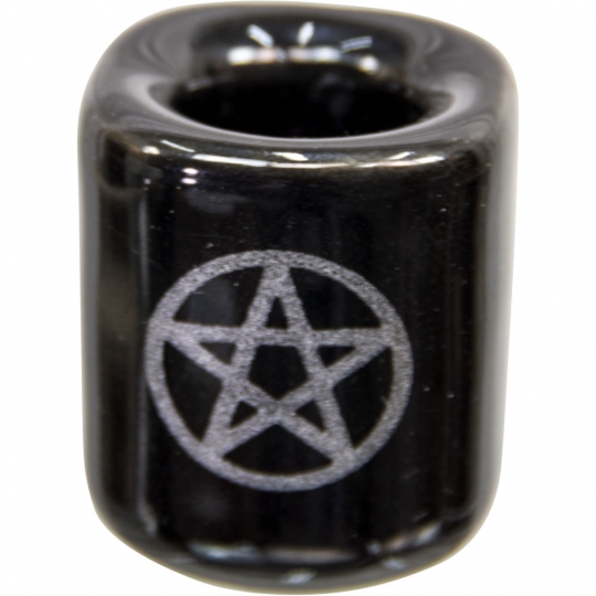 Ceramic Chime Candle Holder - Black w/ Silver Pentacle (Pack of 5)