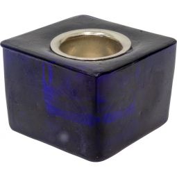 Glass Taper Candle Holder Cube - Cobalt (Each)