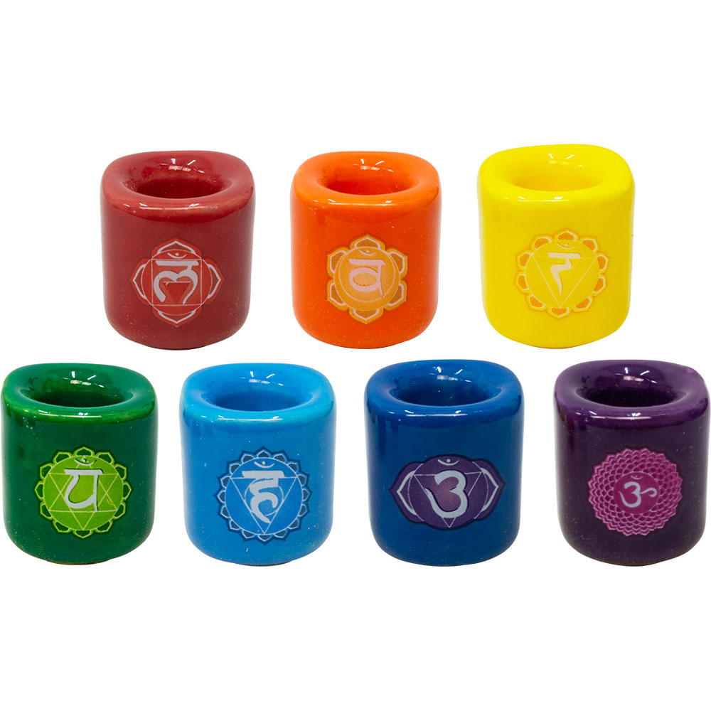 Ceramic Chime CANDLE Holder - Chakra (Set of 7)