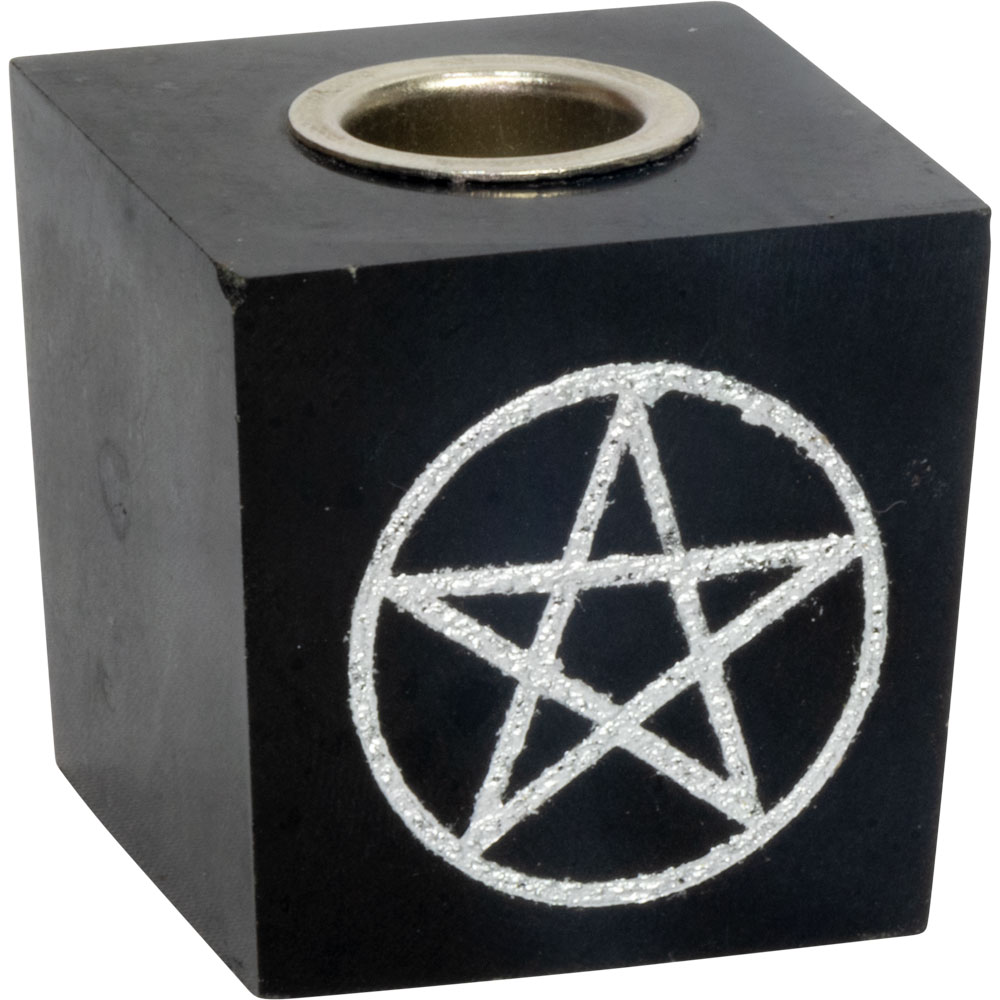 Black Tourmaline Mini CANDLE HOLDER - Pentacle (Each)