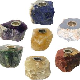 Rough Gemstone Chakra Mini Candle Holders (Set of 7)
