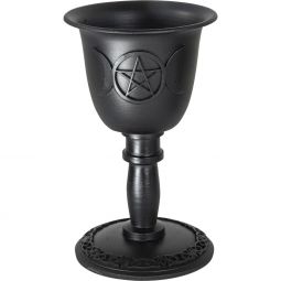 Metal Chalice Taper Candle Holder - Triple Moon w/ Pentacle (Each)
