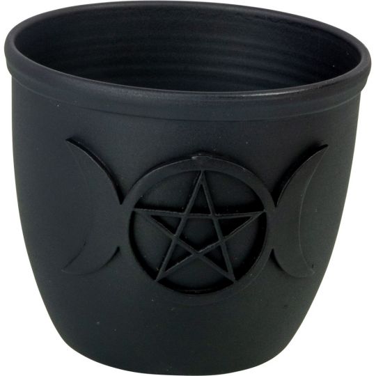 Metal Pot Mini Candle Holder - Triple Moon w/ Pentacle (Each)