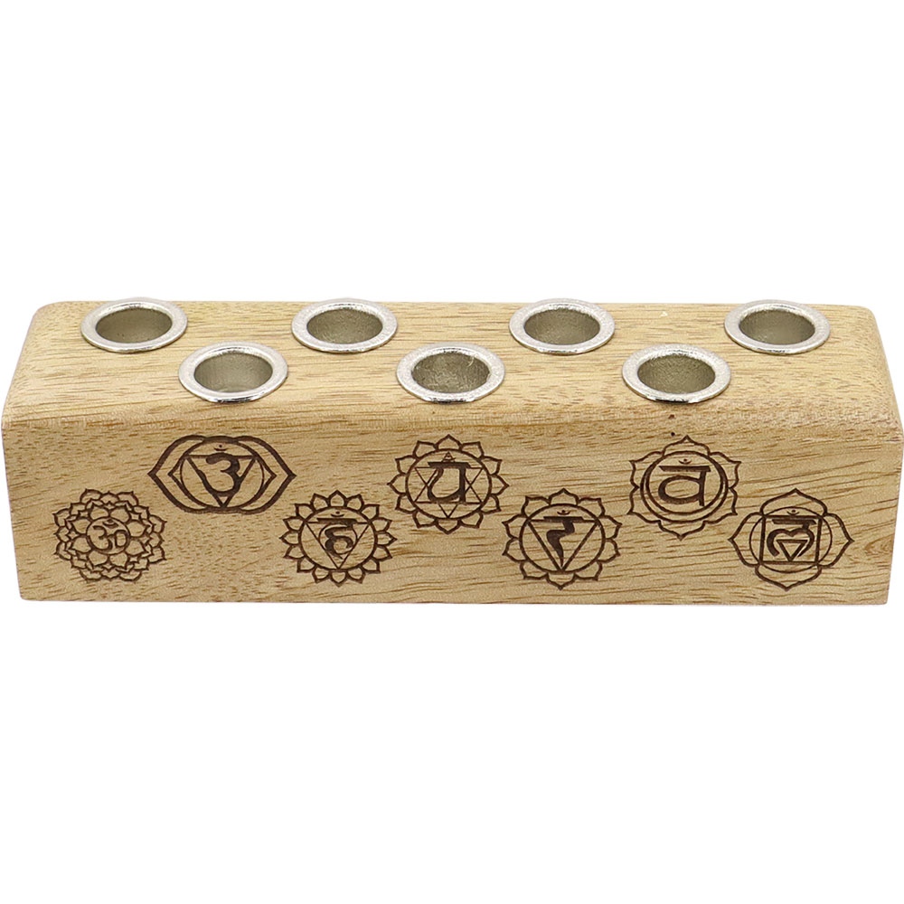 Wood Multi Mini CANDLE HOLDER - 7 Chakra (Each)