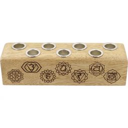 Wood Multi Mini Candle Holder - 7 Chakra (Each)