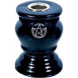 Ceramic Mini CandleStick Holder - Pentacle Black (Each)