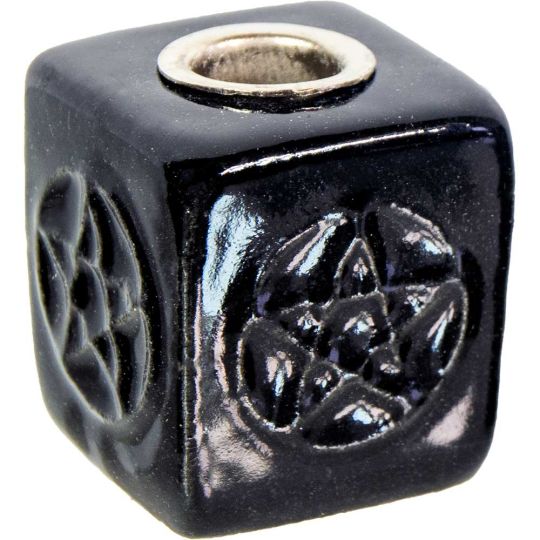 Ceramic Mini Candle Holder Cube - Pentacle Black (Each)