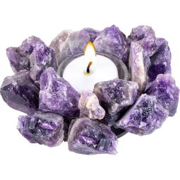 Gemstone T-Light Holder Cluster Points - Amethyst (Each)