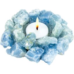 Gemstone T-Light Holder Cluster Points - Blue Calcite (Each)