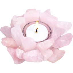 Gemstone T-Light Holder Cluster Points - Rose Quartz (Each)