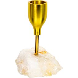 Brass Taper Candle Holder -  Angel Aura Quartz Geode (Each)