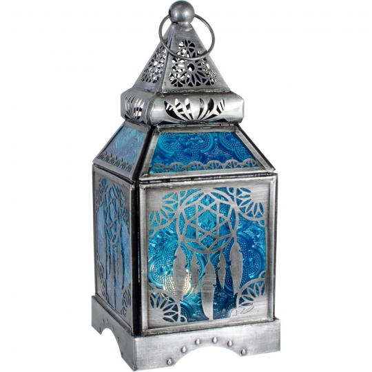 Glass & Metal Lantern Dreamcatcher Turquoise (each)
