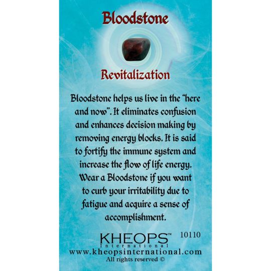 Gemstone Properties Info Card   Bloodstone (each)