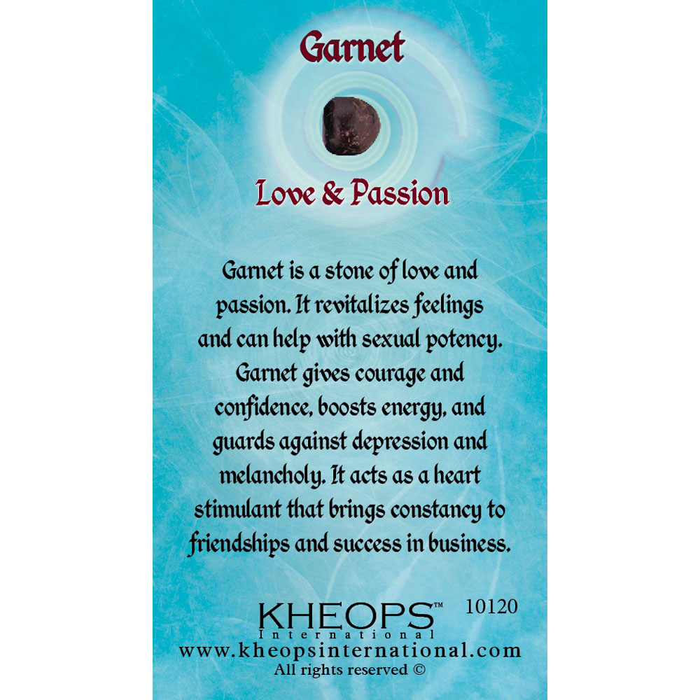 Gemstone Properties Info Card GARNET (each)