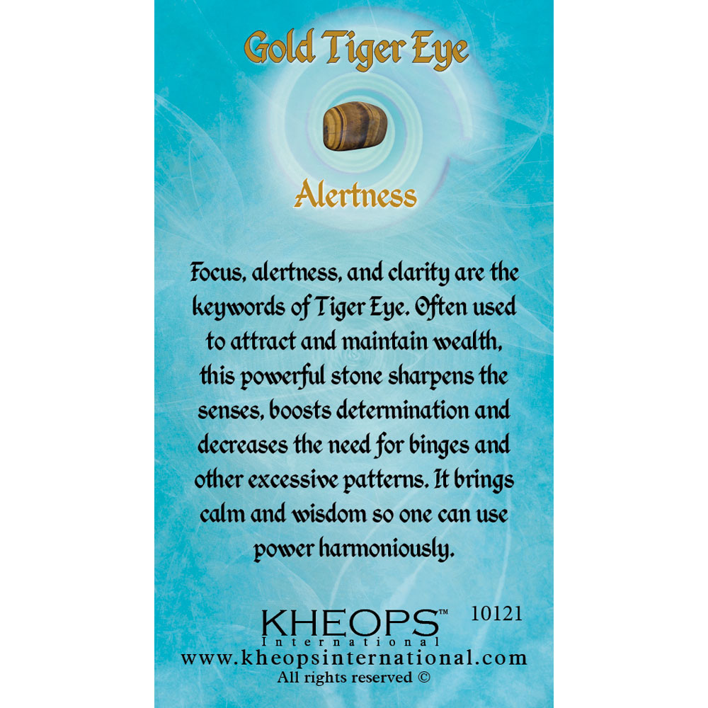 Gemstone Properties Info Card   GOLD Tiger Eye (each)