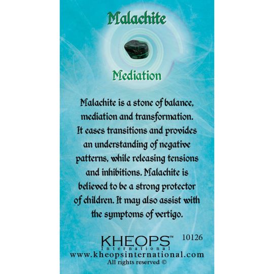 Gemstone Properties Info Card   Malachite (each)