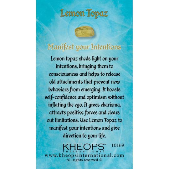 Gemstone Properties Info Card - Lemon Topaz (Each)