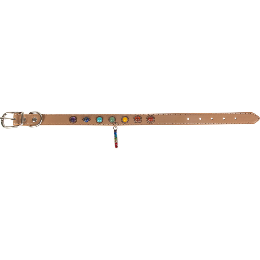 Vegan Leather DOG Collar - 7 Chakras - Medium (Each)