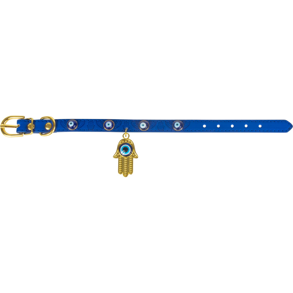 Vegan Leather Cat/DOG Collar - Evil Eye w/ Fatima Hand - Small (Each)