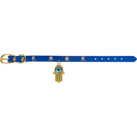 Vegan Leather Cat/Dog Collar - Evil Eye w/ Fatima Hand - Small (Each)