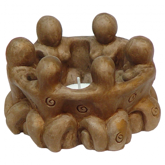 Gypsum Cement T-Light Holder Circle of Goddesses (each)