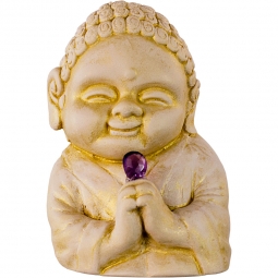 Gypsum Cement Buddha Figurine - Healing w/Faceted Amethyst (Each)