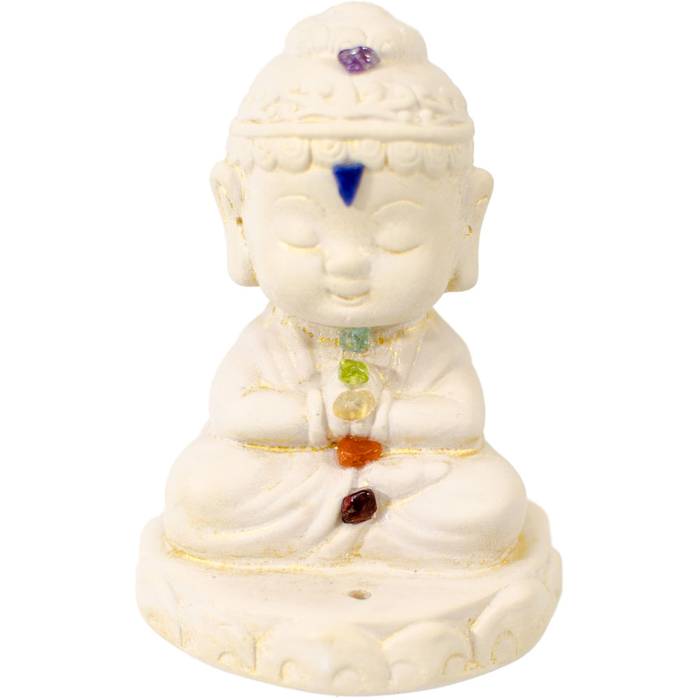 Gypsum Cement Statue INCENSE Holder - Chakra Buddha 3.5 inch (Each)