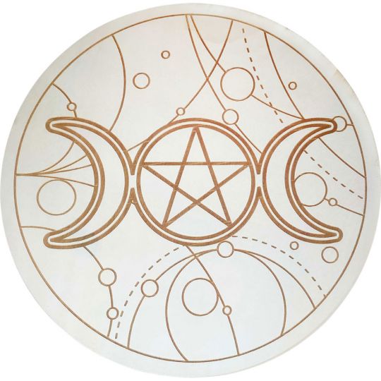 Wood Crystal Grid - Triple Moon w/ Pentacle (Each)