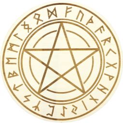 Wood Crystal Grid - Runes w/ Pentacle  (Each)