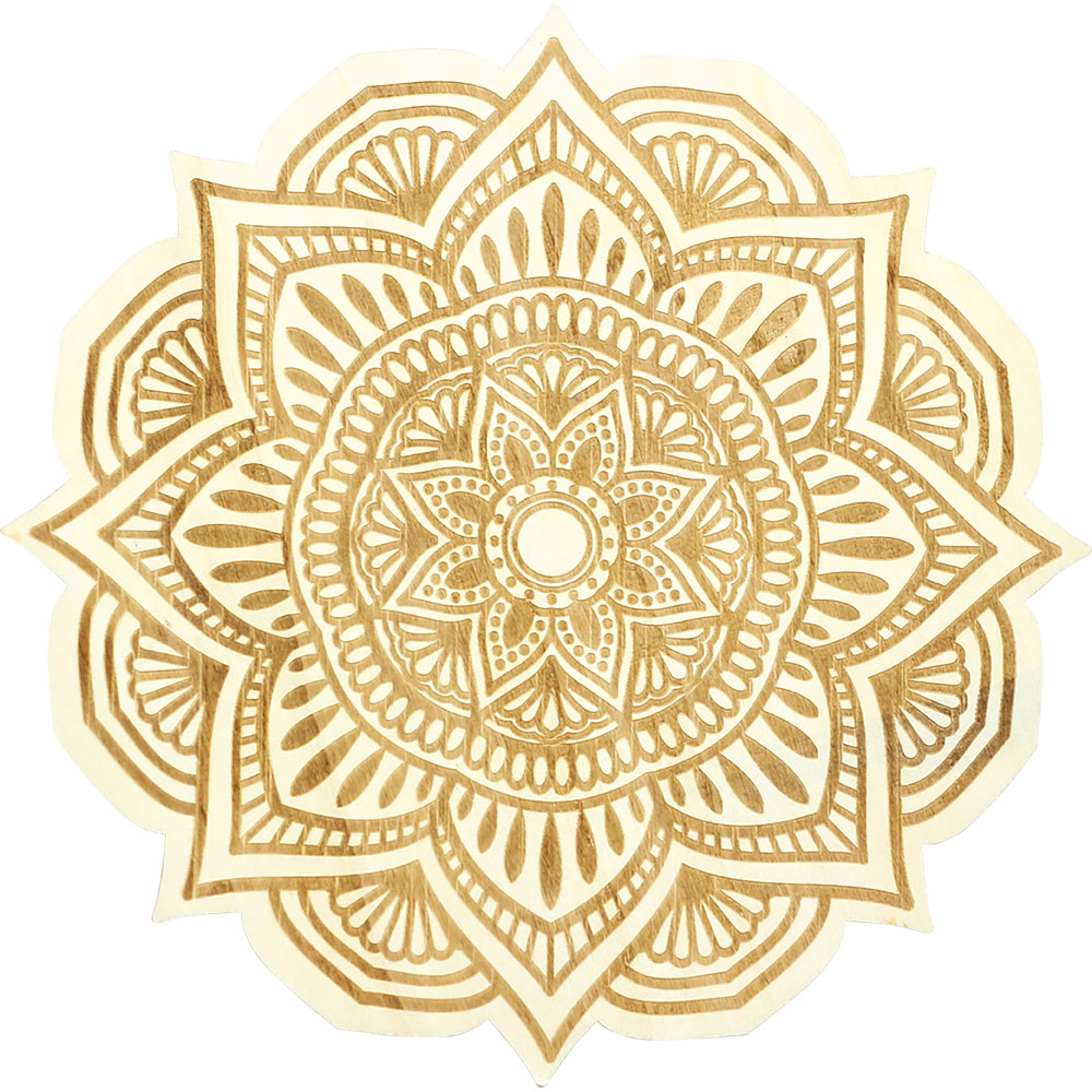 Wood Crystal Grid - FLOWER Mandala (Each)
