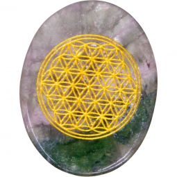 Flower of Life Pocket Stone - Rainbow Fluorite (Each)