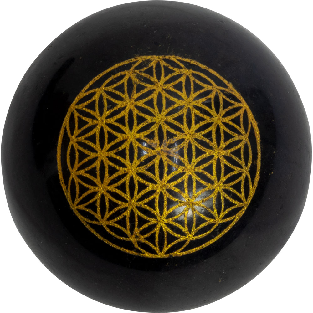 Black Tourmaline Sphere - FLOWER of Life (Each)