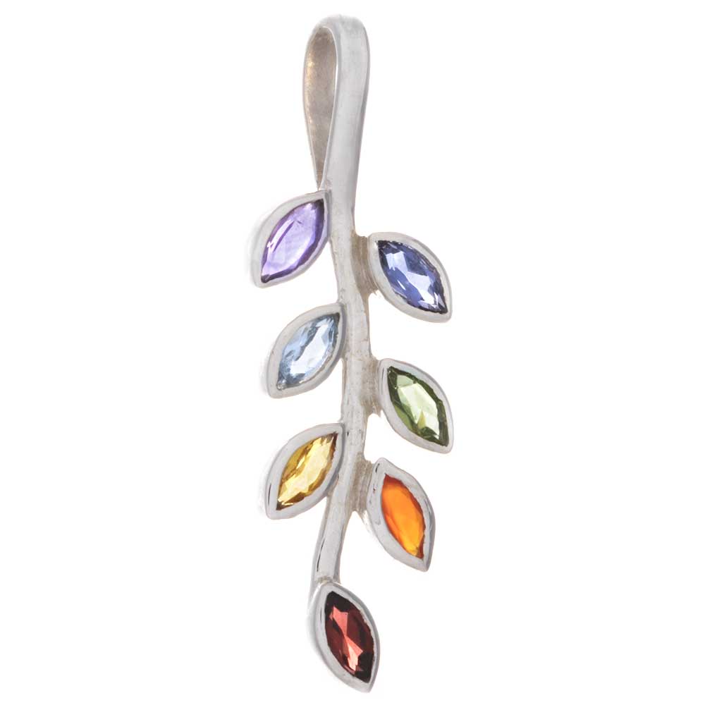 Leaves Chakra PENDANT w/ Semi-Precious Stones