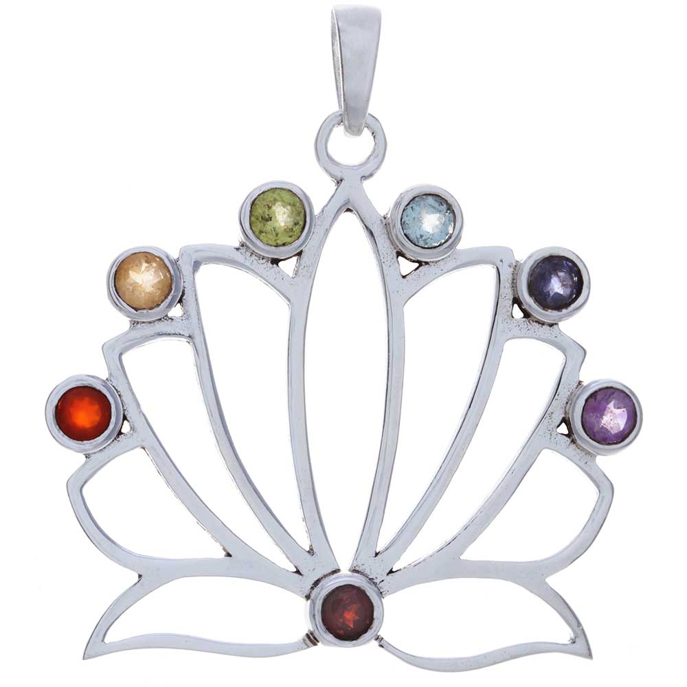 Lotus Chakra PENDANT w/ Semi-Precious Stones