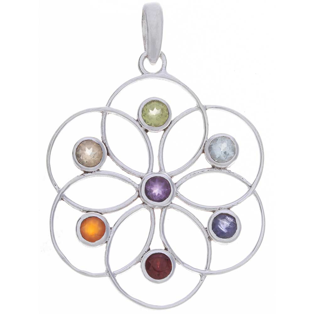 Mandala Chakra PENDANT w/ Semi-Precious Stones