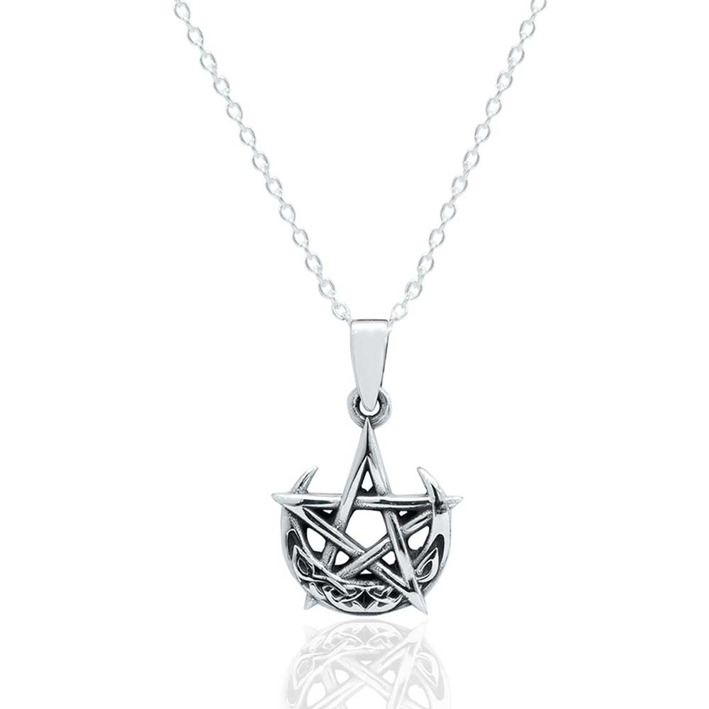 Celtic Night - PENDANT Moon Pentacle w/Silver Chain